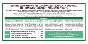 Estratto del comunicato per la propaganda elettorale