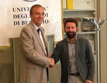 Da sinistra: Remo Morzenti Pellegrini, rettore dell'Università degli Studi di Bergamo; Paolo Franco, presidente di Uniacque SpA
