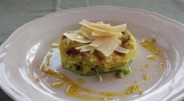 Lasagnetta di rucola,noci e caciocavallo